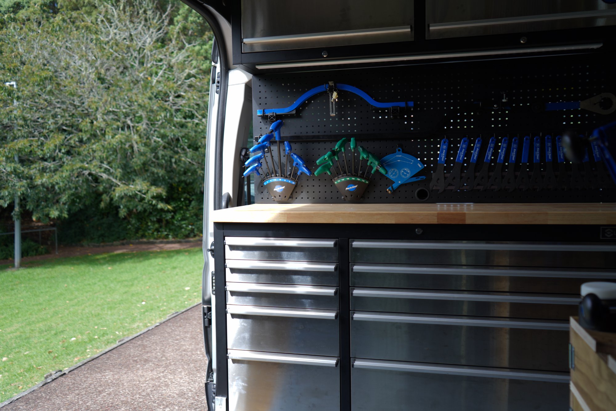 Park Tool equipped mobile workshop van – professional bicycle service Auckland